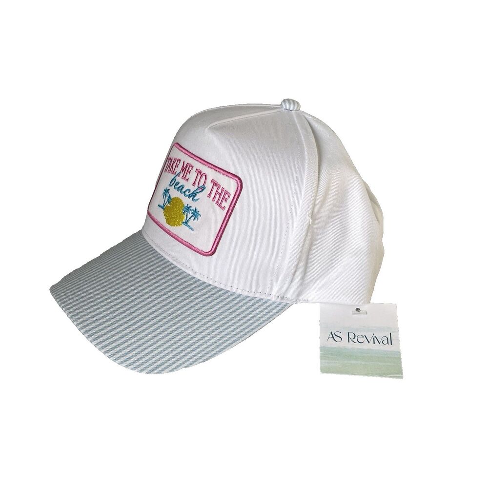 David & Young 'Take Me to the Beach" Hat Cap Snapback Blue Pink Women's One Size